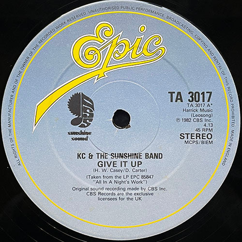 KC & THE SUNSHINE BAND // GIVE IT UP (4:13) / IT'S TOO HARD TO SAY GOODBYE (3:08) / PARTY WITH YOUR BODY (4:00)