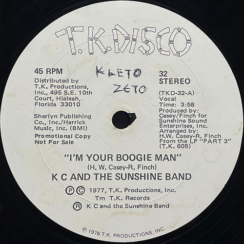 KC & THE SUNSHINE BAND // I'M YOUR BOOGIE MAN (3:58) / WRAP YOUR AMRS AROUND ME (3:47)