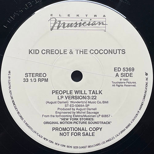 KID CREOLE AND THE COCONUTS // PEOPLE WILL TALK (LP VERSION) (3:22) / (CLUB MIX) 85:11)