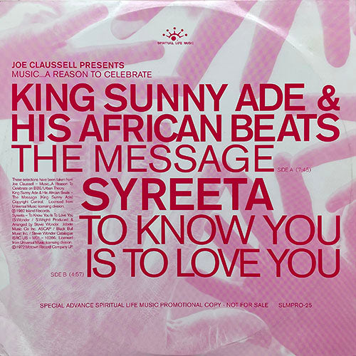 KING SUNNY ADE / SYREETA // THE MESSAGE (8:14) / TO KNOW YOU IS TO LOVE YOU (4:57)