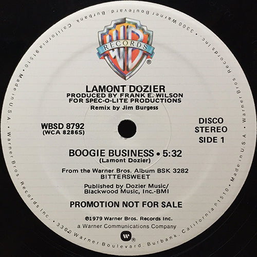 LAMONT DOZIER // BOOGIE BUSINESS (5:32) / TRUE LOVE IS BITTERSWEET (4:38)