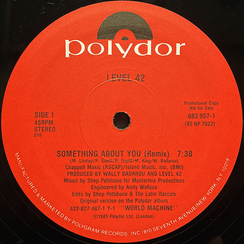 LEVEL 42 // SOMETHING ABOUT YOU (REMIX) (7:38) / (INSTRUMENTAL) (7:00)
