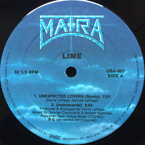 LIME // UNEXPECTED LOVERS (REMIX) (5:54) / (REMIX INSTRUMENTAL) (5:54) / (ORIGINAL) (6:37) / (INSTRUMENTAL) (5:08)