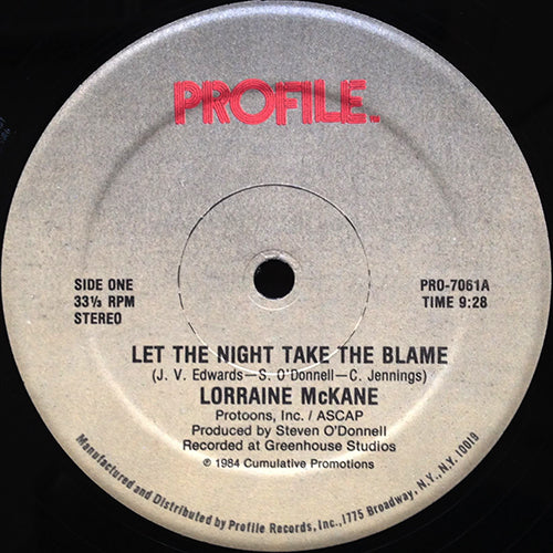 LORRAINE McKANE // LET THE NIGHT TAKE THE BLAME (9:28) / INST (5:30)