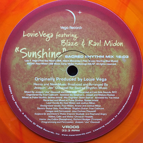 LOUIE VEGA feat. BLAZE & RAUL MIDON // SUNSHINE (SACRED RHYTHM MIX) (16:03)