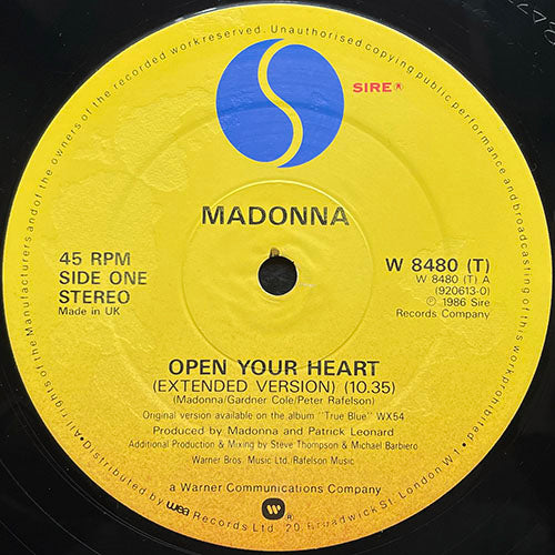 MADONNA // OPEN YOUR HEART (10:35) / (DUB) (6:40) / LUCKY STAR (5:26)