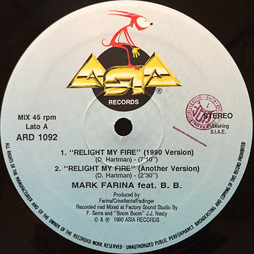 MARK FARINA feat. B.B. / P.C. DEE // RELIGHT MY FIRE (2VER) / POPCORN (2VER)