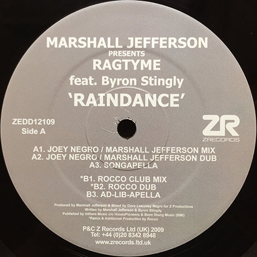 MARSHALL JEFFERSON presents RAGTYME feat. BYRON STINGILY // RAINDANCE (6VER)