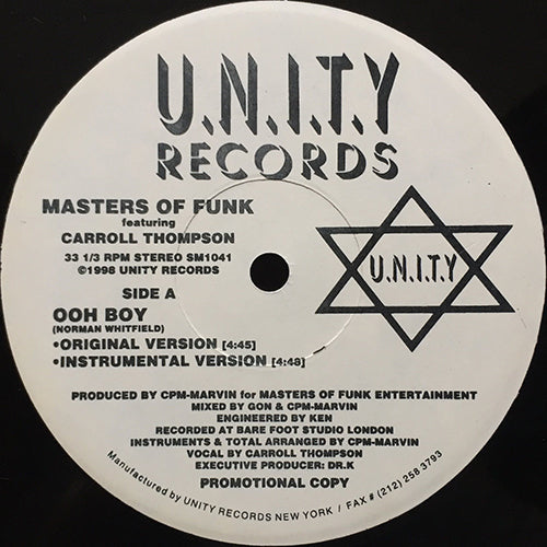 MASTERS OF FUNK feat. CARROLL THOMPSON // OOH BOY (2VER) / SAY YOU LOVE ME (2VER)