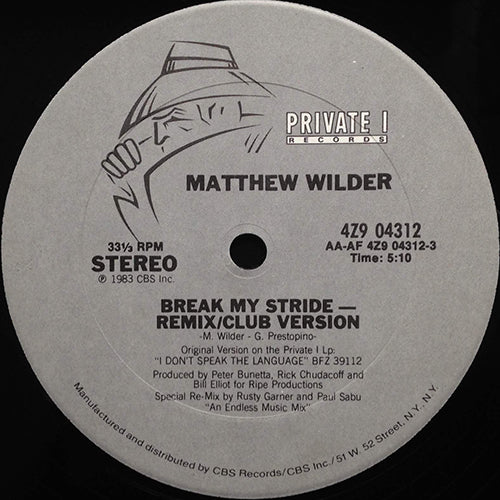 MATTHEW WILDER // BREAK MY STRIDE (5:10) / DUB (4:02)