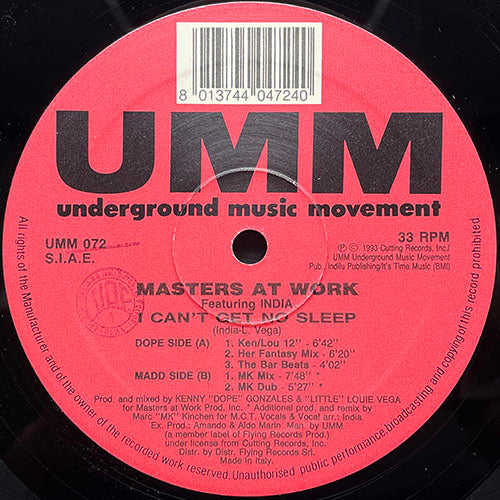 MASTERS AT WORK feat. INDIA // I CAN'T GET NO SLEEP (MK REMIX & ORIGINAL) (5VER)