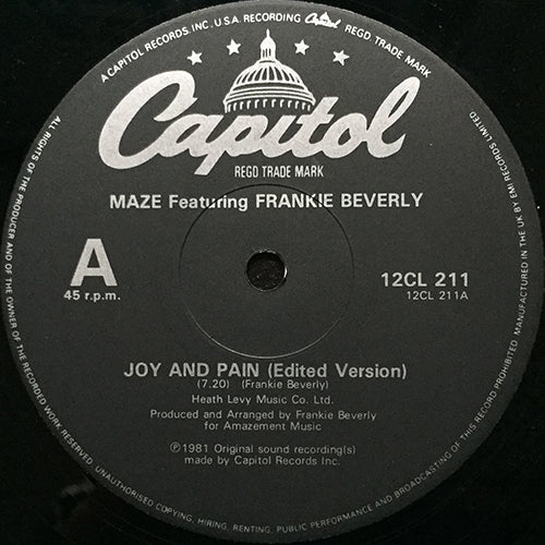 MAZE feat. FRANKIE BEVERLY // JOY AND PAIN (7:20) / HAPPY FEELIN'S / GOLDEN TIME OF DAY