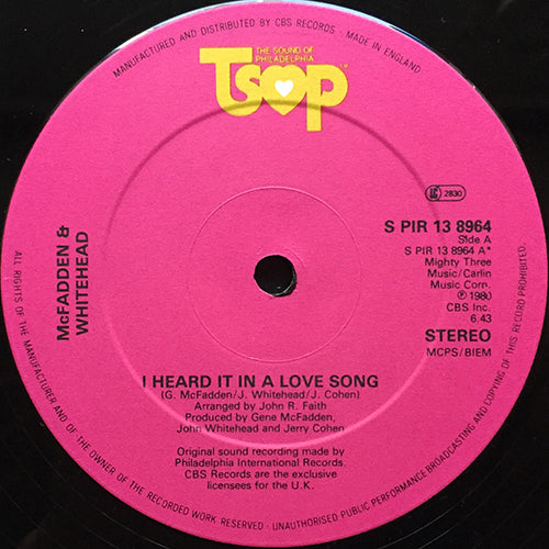 McFADDEN & WHITEHEAD // I HEARD IT IN A LOVE SONG (6:43) / ALWAYS ROOM FOR ONE MORE (3:26)