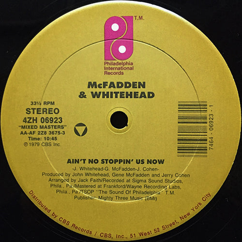 McFADDEN & WHITEHEAD / JONES GIRLS // AIN'T NO STOPPIN' US NOW (10:45) / YOU GONNA MAKE ME LOVE SOMEBODY ELSE (8:06)
