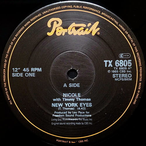 NICOLE with TIMMY THOMAS // NEW YORK EYES (4:42) / ORDINARY GIRL (3:41)