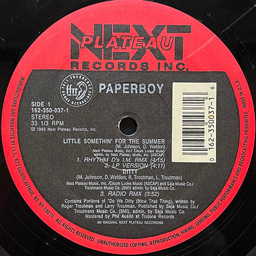 PAPERBOY // LITTLE SOMETHIN' FOR THE SUMMER (4VER) / DITTY (REMIX) (2VER)