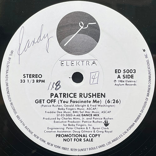 PATRICE RUSHEN // GET OFF (YOU FASCINATE ME) (DANCE MIX) (6:26) / (EDIT OF LP VERSION) (4:04) / (LP VERSION) (6:18)