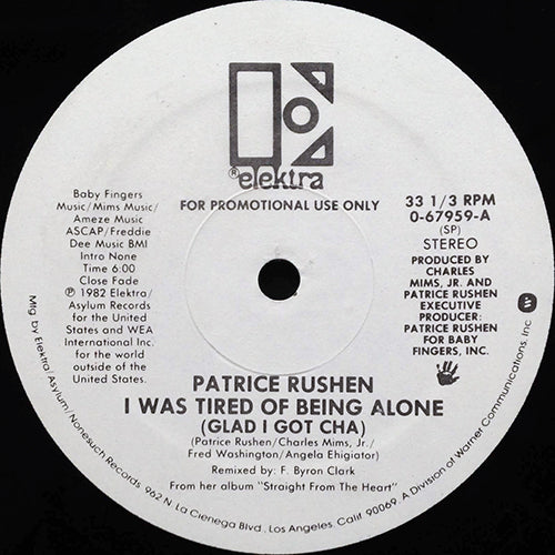 PATRICE RUSHEN // I WAS TIRED OF BEING ALONE (GLAD I GOT CHA) (6:00/3:49)