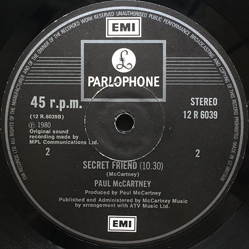 PAUL McCARTNEY // TEMPORARY SECRETARY (3:13) / SECRET FRIEND (10:30)
