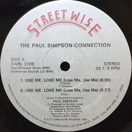 PAUL SIMPSON CONNECTION // USE ME, LOSE ME (LOSE ME, USE ME) (4VER)