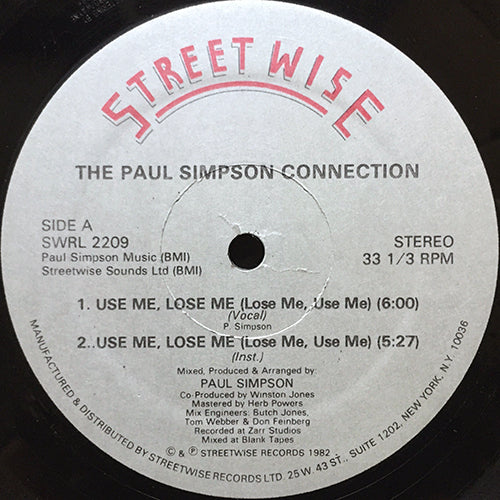 PAUL SIMPSON CONNECTION // USE ME, LOSE ME (LOSE ME, USE ME) (4VER)