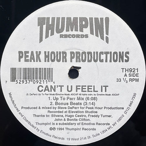 PEAK HOUR PRODUCTIONS // CAN'T U FEEL IT (2VER) / HEART OF AMERICA (2VER)