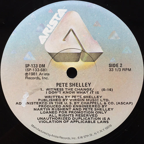 PETE SHELLEY // HOMOSAPIEN (4:27) / YESTERDAY'S NOT HERE (4:32) / WITNESS THE CHANGE/ I DON'T KNOW WHAT IT IS (EXTENDED COMBO VERSION) (8:16)