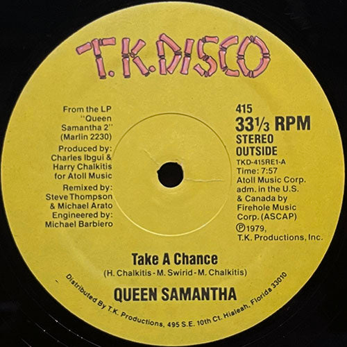 QUEEN SAMANTHA // TAKE A CHANCE (7:57) / SWEET SAN FRANCISCO (7:01)