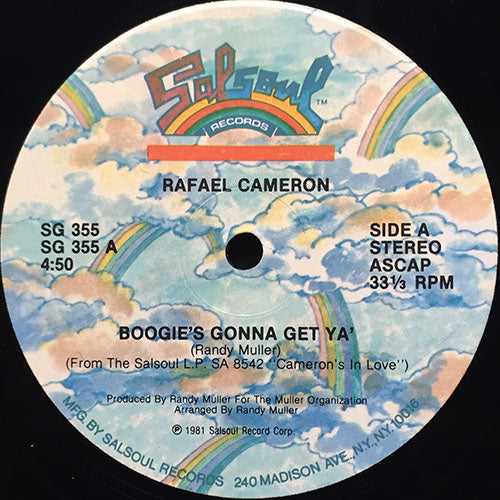 RAFAEL CAMERON // BOOGIE'S GONNA GET YA (4:50) / DAISY (2:10)