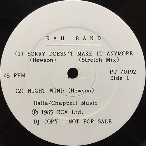 RAH BAND // SORRY DOESN'T MAKE IT ANYMORE (STRETCH MIX) / NIGHT WIND / MESSAGES TO THE STARS (STELLAR MIX) / CLOUDS ACROSS THE MOON (LUNAR MIX)