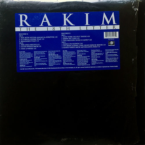 RAKIM // THE 18TH LETTER (LP) inc. GUESS WHO'S BACK / IT'S BEEN A LONG TIME / THE SAGA BEGINS / STAY A WHILE / NEW YORK (YA' OUT THERE) etc