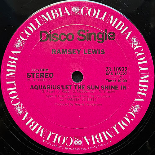 RAMSEY LEWIS // AQUARIUS/LET THE SUN SHINE IN (10:09) / JUST CAN'T GIVE YOU UP (4:20)