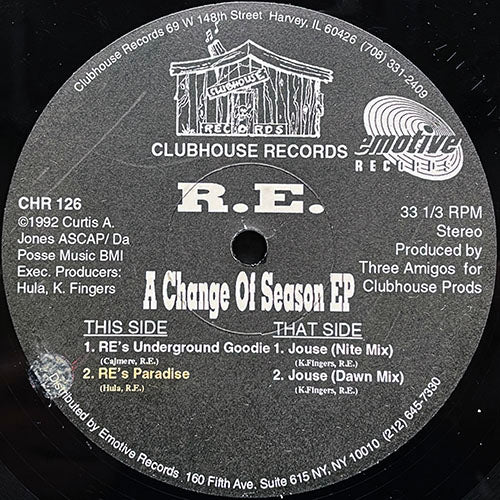 R.E. // A CHANGE OF SEASON (EP) inc. RE'S UNDERGROUND GOODIE / RE'S PARADISE / JOUSE (2VER)