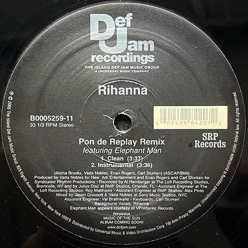 RIHANNA feat. ELEPHANT MAN // PON DE REPLAY (REMIX) (2VER)