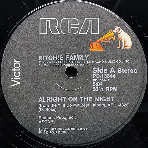 RITCHIE FAMILY // ALRIGHT ON THE NIGHT (5:04) / YOU CAN ALWAYS COUNT ON ME (4:15)