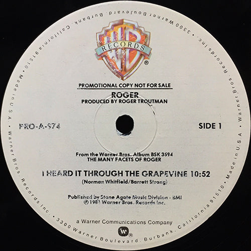 ROGER // I HEARD IT THROUGH THE GRAPEVINE (10:52) / SO RUFF, SO TUFF (4:49)