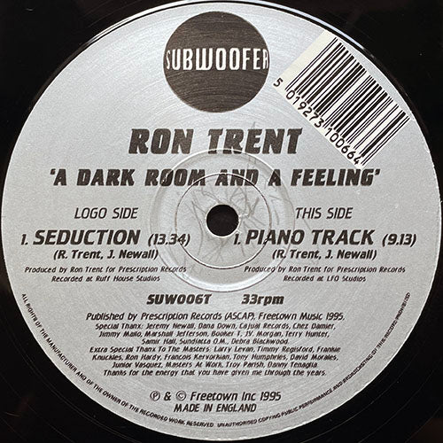 RON TRENT // A DARK ROOM AND A FEELING (EP) inc. SEDUCTION (13:34) / PIANO TRACK (9:13)