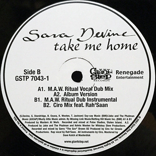 SARA DEVINE // TAKE ME HOME (MASTERS AT WORK REMIX & ORIGINAL) (4VER)