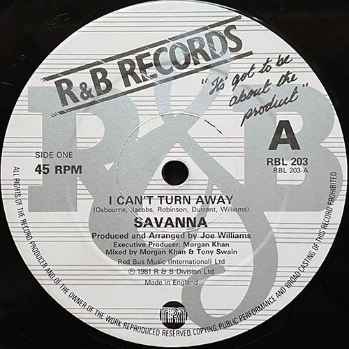 SAVANNA // I CAN'T TURN AWAY (VOCAL/INST)