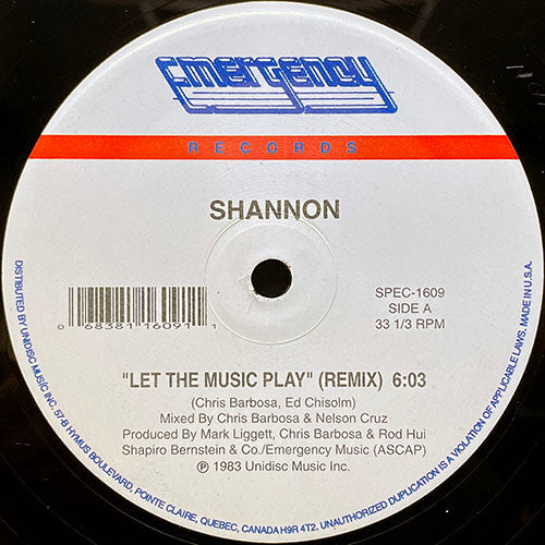 SHANNON // LET THE MUSIC PLAY (REMIX) (6:03) / (ORIGINAL) (5:49) / (INSTRUMENTAL) (6:12)