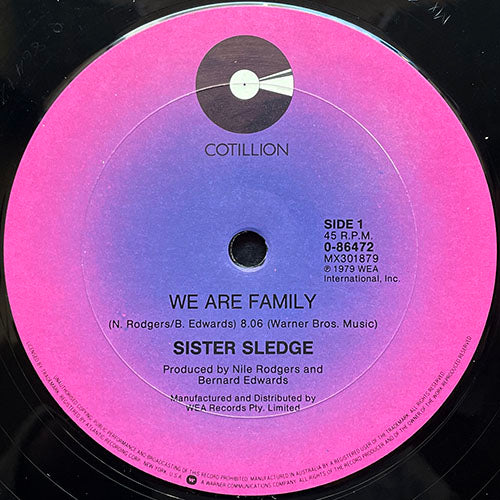 SISTER SLEDGE // WE ARE FAMILY (8:06) / (UK REMIX) (3:25) / HE'S THE GREATEST DANCER (6:04)