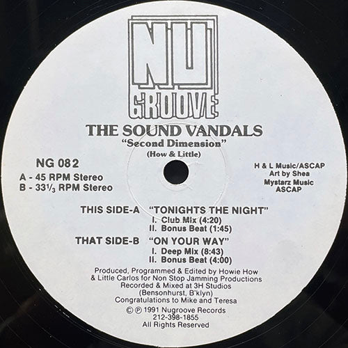 SOUND VANDALS // SECOND DIMENSION (EP) inc. TONIGHTS THE NIGHT (2VER) / ON YOUR WAY (2VER)
