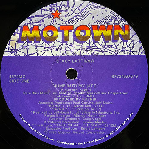 STACY LATTISAW // JUMP INTO MY LIFE (12" DANCE MIX) (7:11) / (7" VERSION) (4:17) / (DUB) (6:15) / LONGSHOT (4:32)
