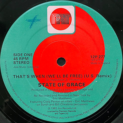STATE OF GRACE // THAT'S WHEN (WE'LL BE FREE) (U.S. REMIX) / (PARTY MIX)