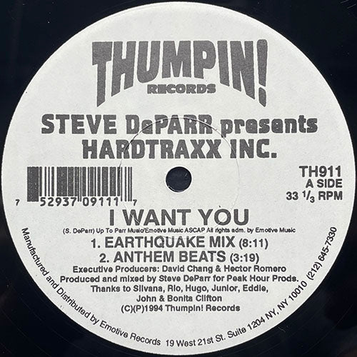 STEVE DEPARR presents HARDTRAXX INC. // I WANT YOU (2VER) / BUN KUN (2VER) / NEEDFUL THINGS