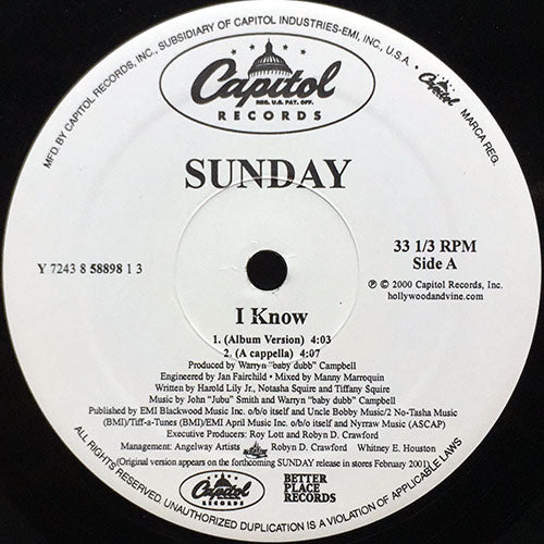 SUNDAY // I KNOW (3VER) – next records japan