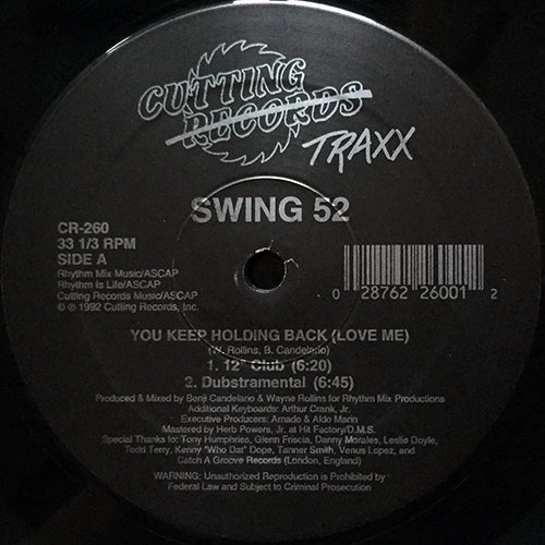 SWING 52 // YOU KEEP HOLDING BACK (LOVE ME) (3VER) / FEEL THE GROOVE