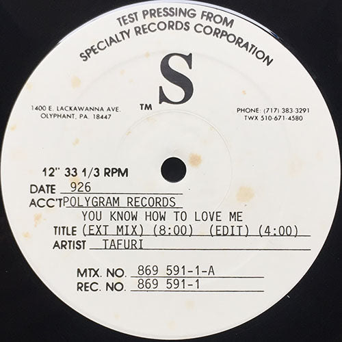 TAFURI // YOU KNOW HOW TO LOVE ME (4VER) / START UP THE FIRE (4:01)
