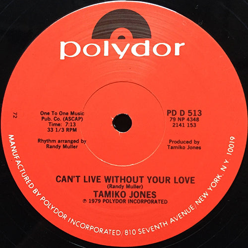 TAMIKO JONES // CAN'T LIVE WITHOUT YOUR LOVE (7:13) / TAMIKO LETTING IT FLOW (6:53)