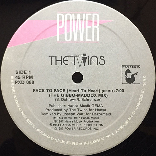 TWINS // FACE TO FACE (HEART TO HEART) (REMIX) (7:00) / NOT THE LOVING KIND (6:57)